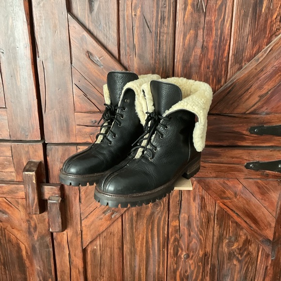 Coach Black Leather Shearling Booties Women’s - Picture 3 of 10